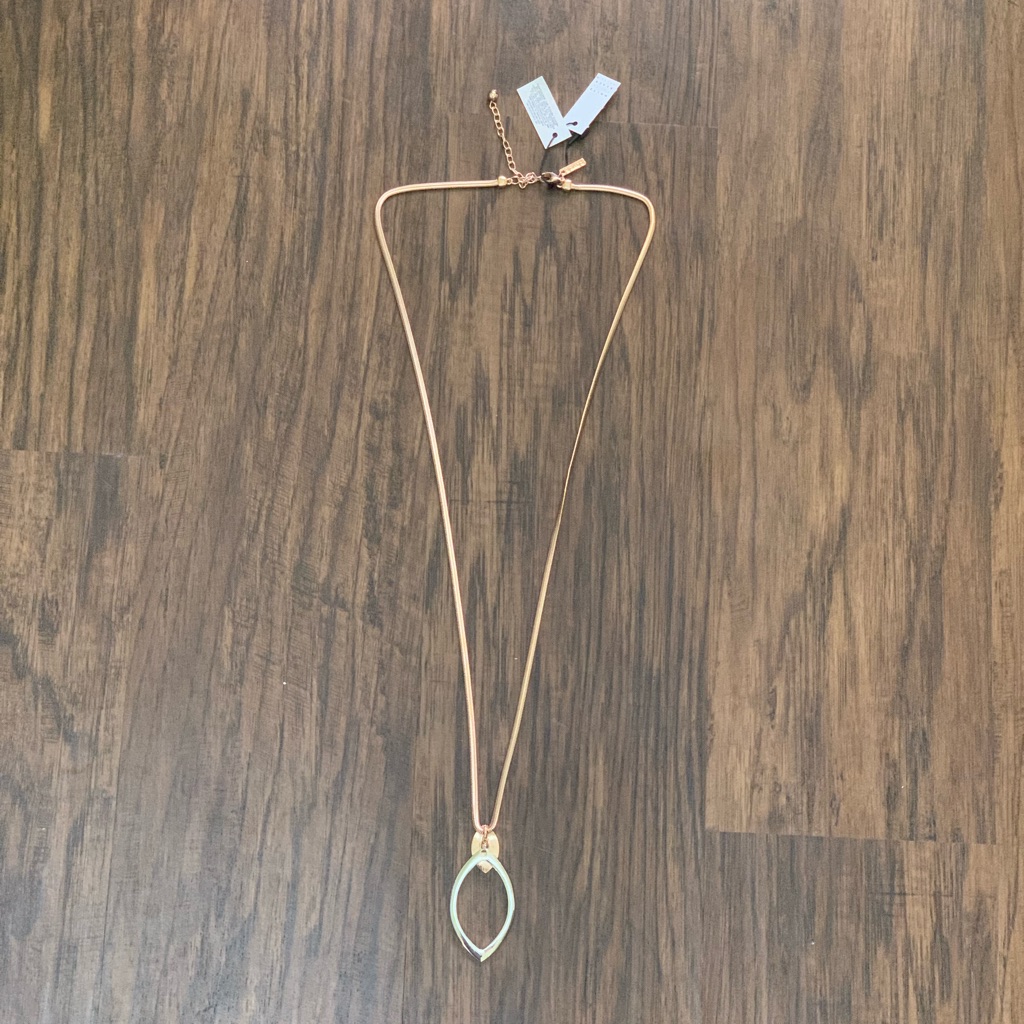 Whbm Mixed Metal Leaf Pendant Long Necklace In Rose Gold